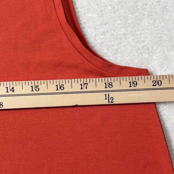 Eileen Fisher Jersey Long Tank Top Womens Sz M Orange  Stretch Crew Neck - Picture 7 of 8